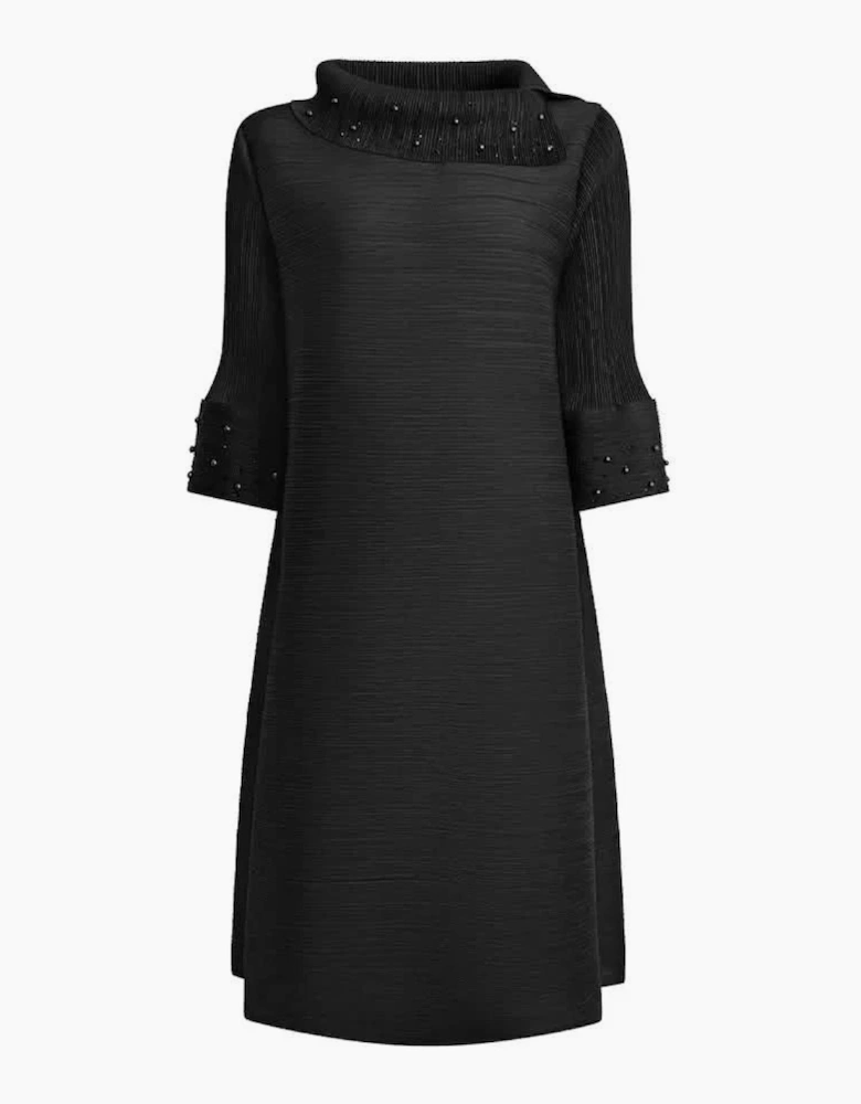 Charcoal Embellished Pleat Dress