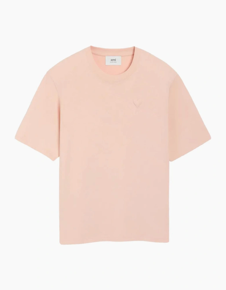 Ami Paris De Coeur Embossed Logo T-shirt in Pink