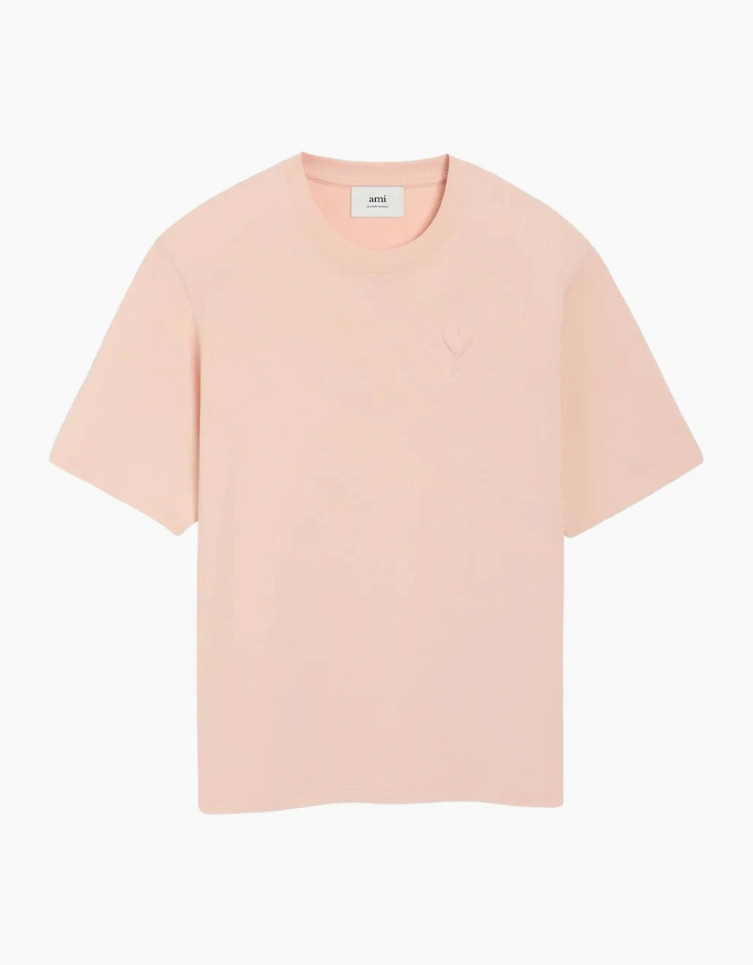 Ami Paris De Coeur Embossed Logo T-shirt in Pink