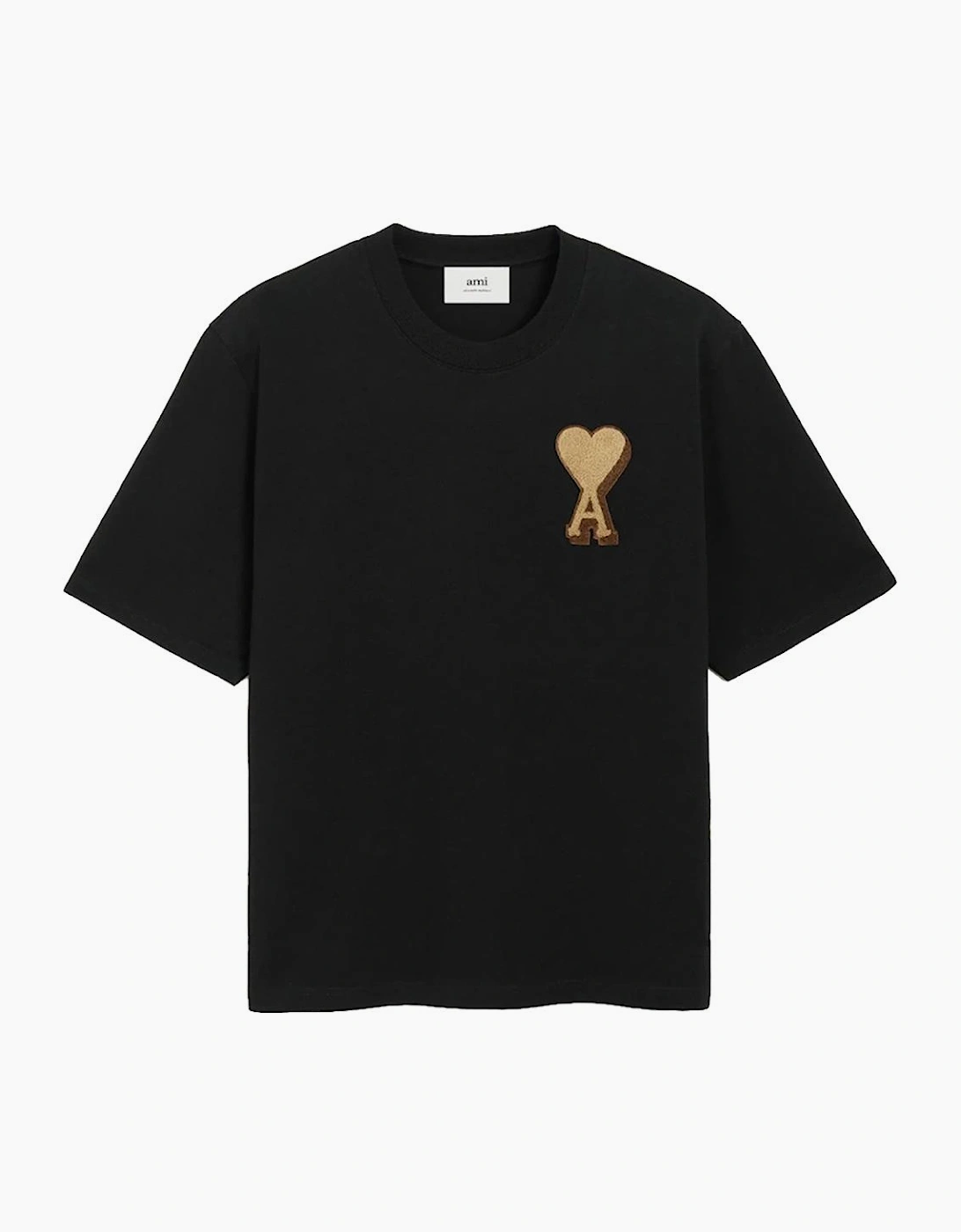 Ami Paris Men's Black De Coeur Heavy Cotton T-Shirt In  44 Xxl