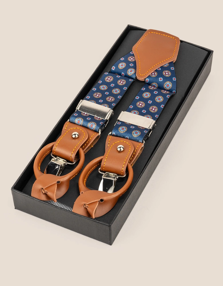 Navy Geometric Combination Braces