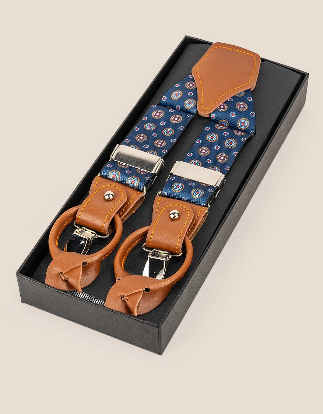 Navy Geometric Combination Braces