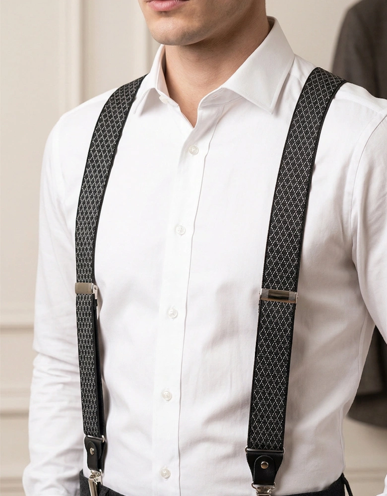 Black Geometric Clip On Braces