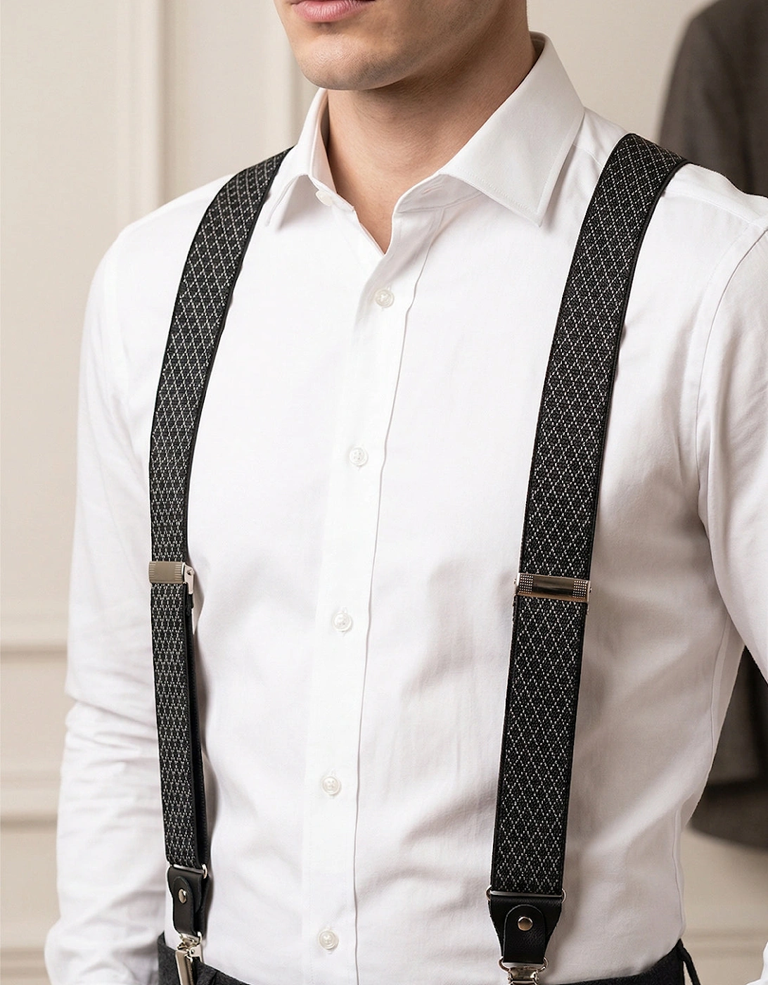 Black Geometric Clip On Braces