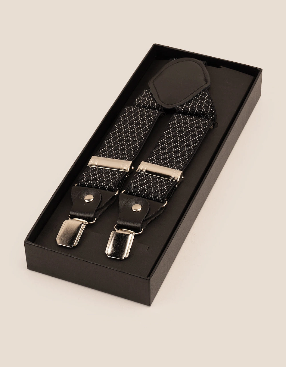Black Geometric Clip On Braces