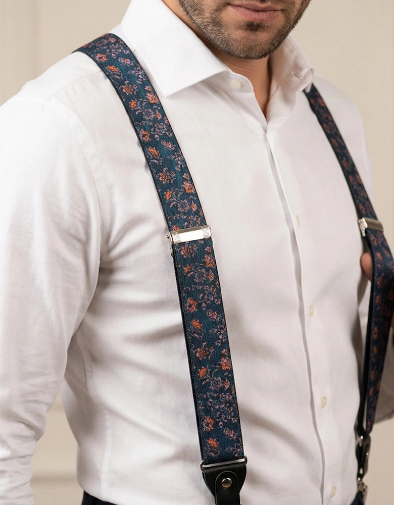 Blue Floral Clip On Braces