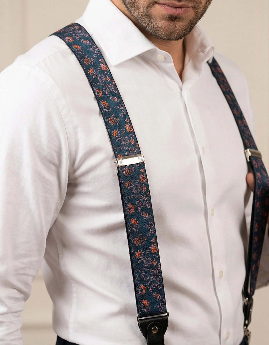Blue Floral Clip On Braces