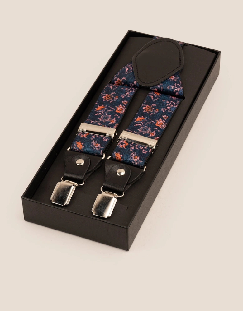 Blue Floral Clip On Braces