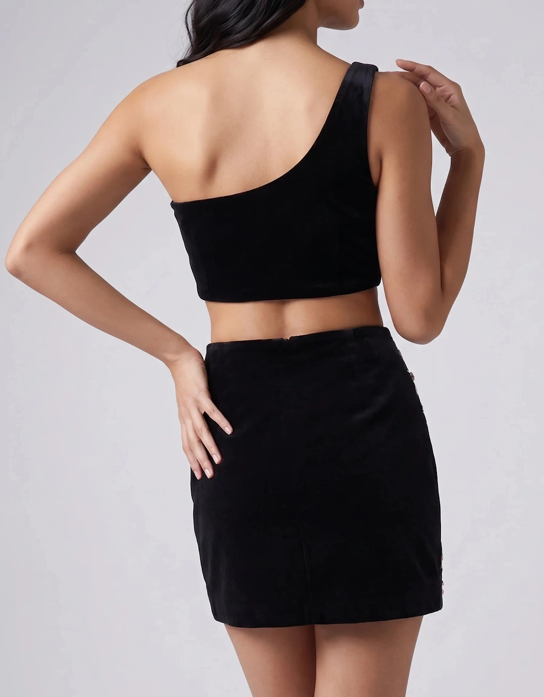 Callie Co-ord One Shoulder Black Top in Stock