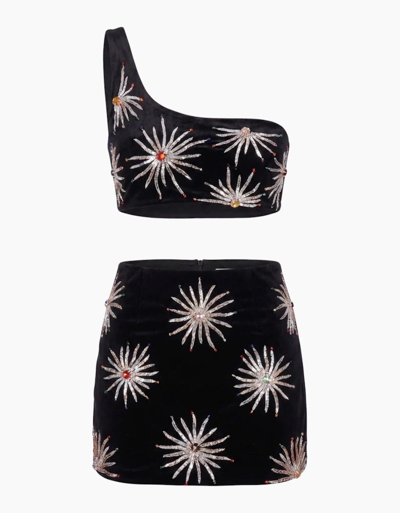 Callie Co-ord One Shoulder Black Top in Stock