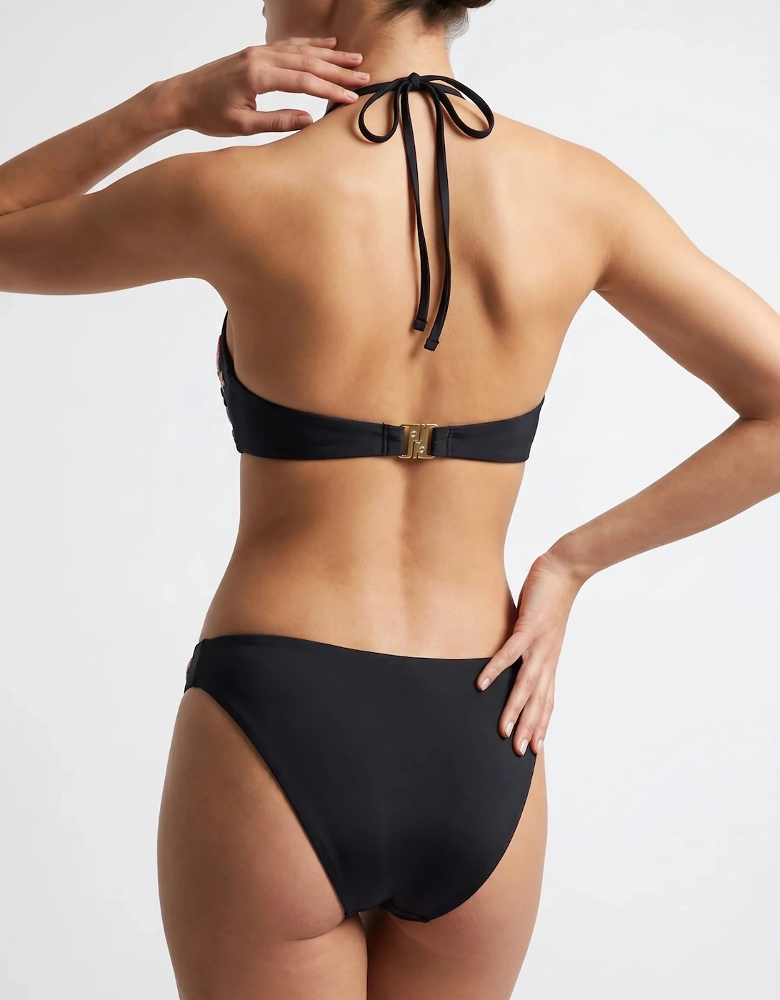 Marissa Hand Embroidered Luxe Bikini Bottom Black in Stock