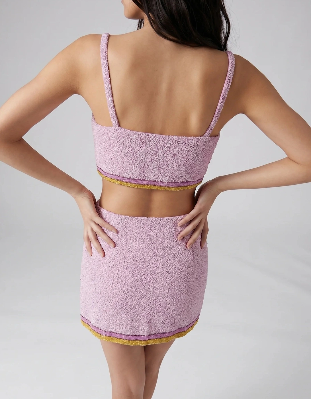 Monty Co-ord Hand Embroidered Bead Skirt - Pink