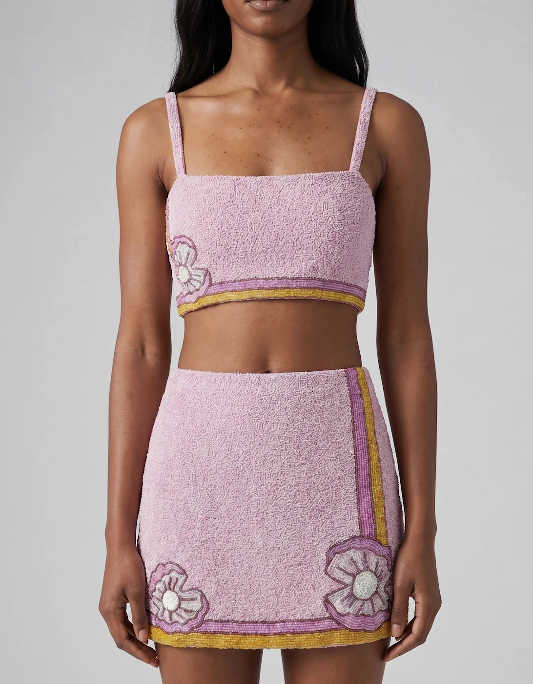 Monty Co-ord Hand Embroidered Bead Skirt - Pink, 10 of 9
