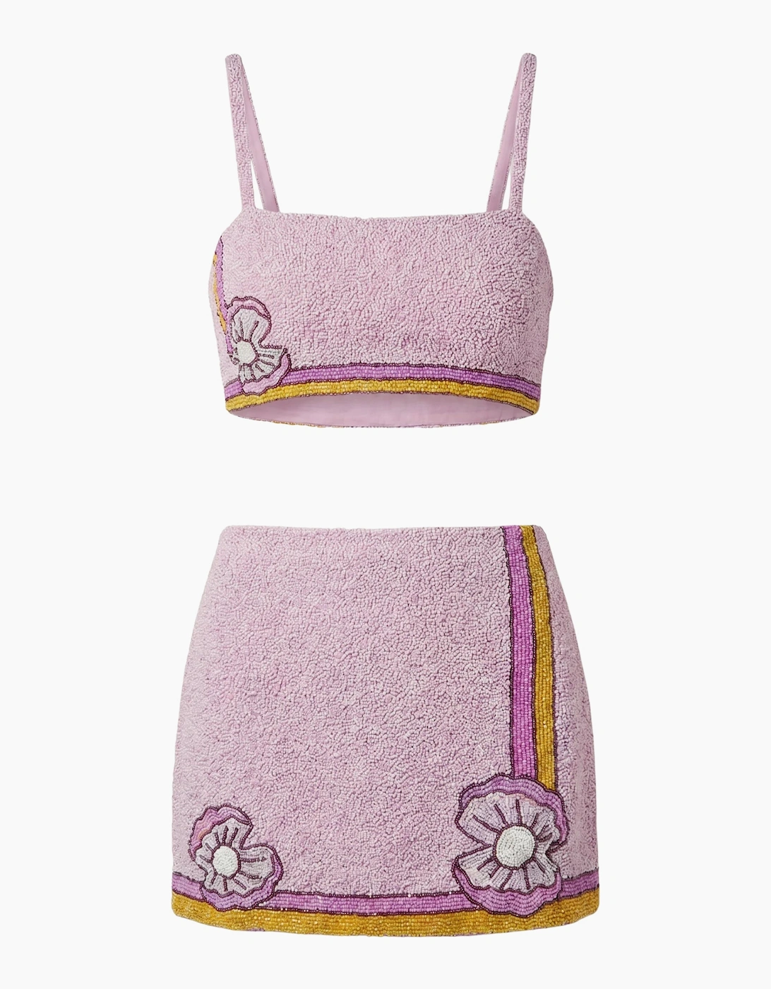 Monty Co-ord Hand Embroidered Bead Skirt - Pink