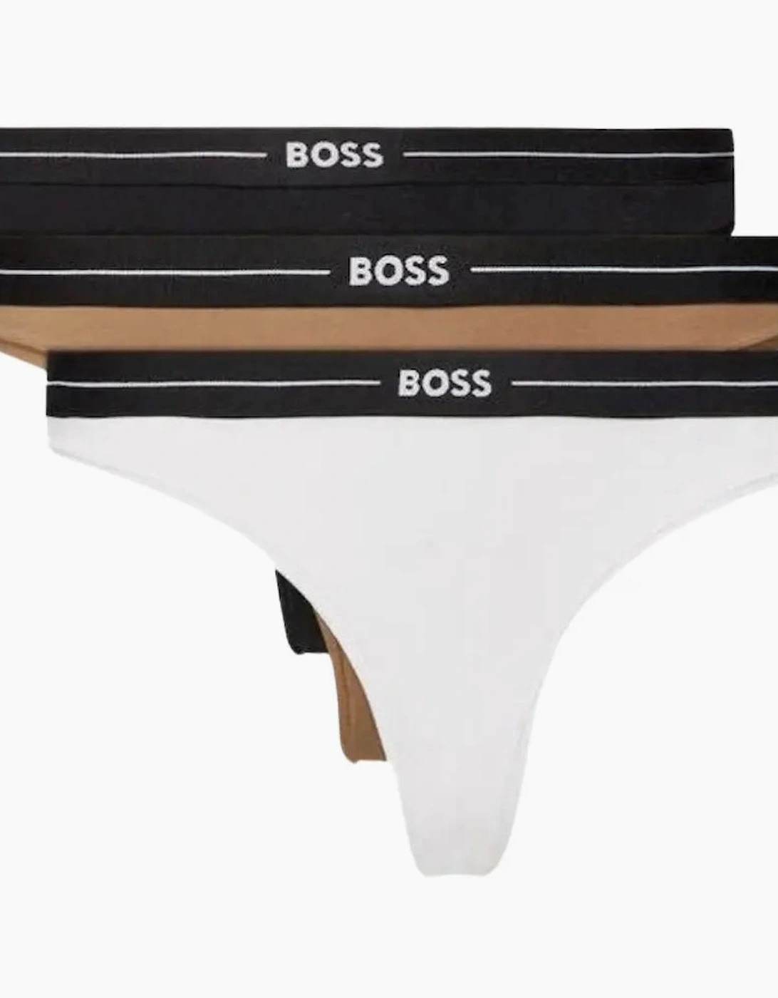 3-Pack Power Logo Waistband Thongs, Black/White/Pink