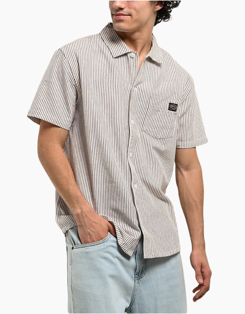 RVCA Mens Dayshift Stripe II Short Sleeve Shirt