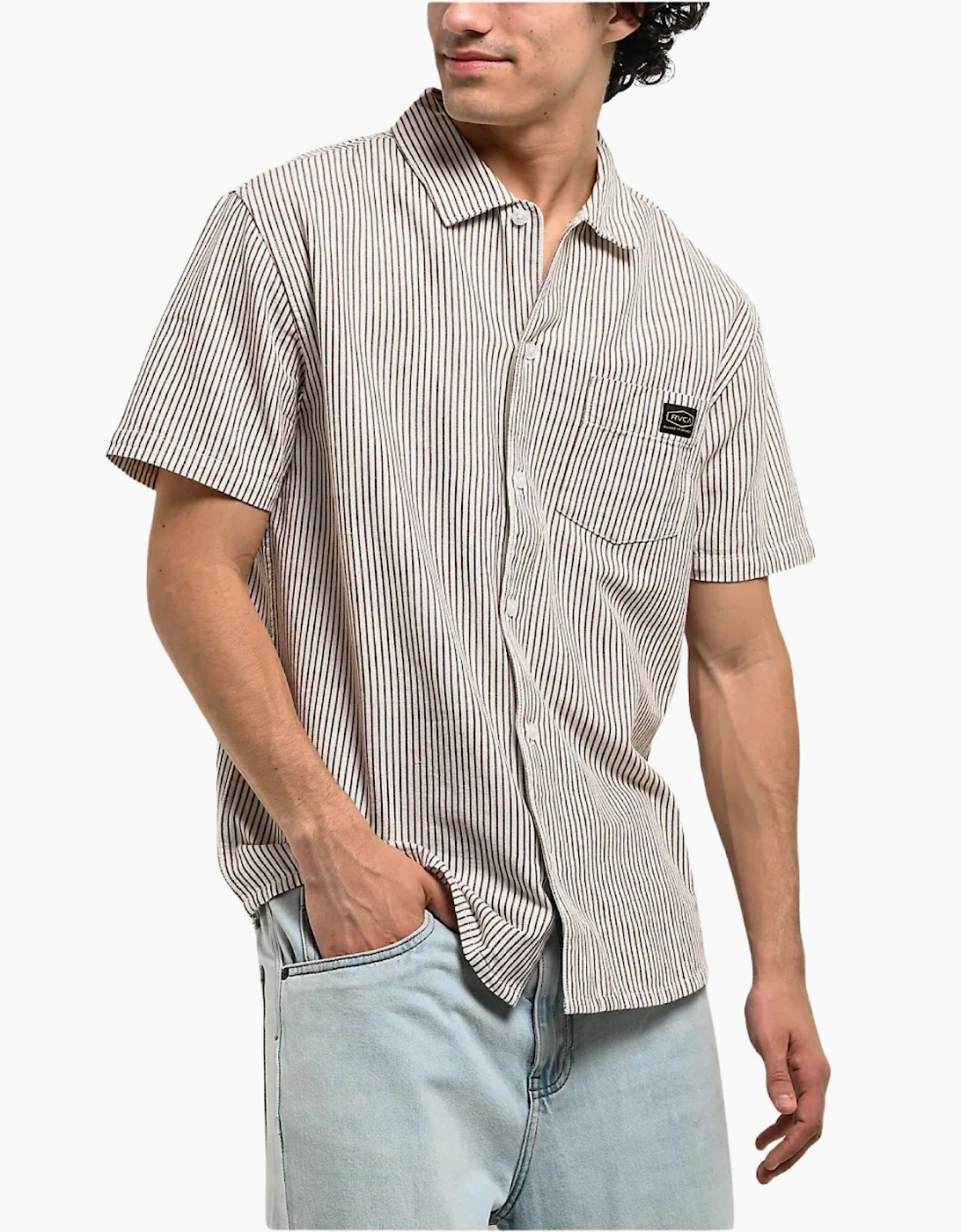 RVCA Mens Dayshift Stripe II Short Sleeve Shirt, 2 of 1