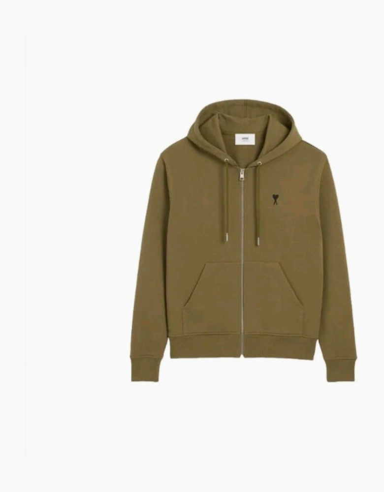 Ami Paris Logo Zip Hoodie Bronze