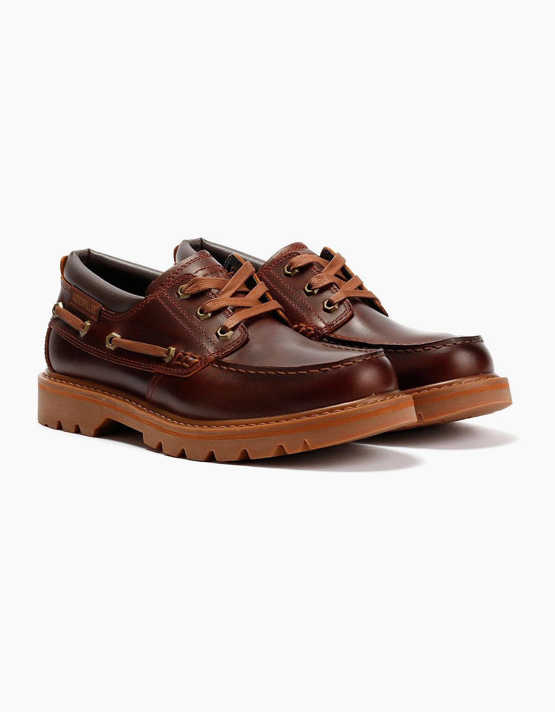 Caterpillar Colorado Boat Lo Leather Men's Dark Russet Lace-Up Shoes, 9 of 8
