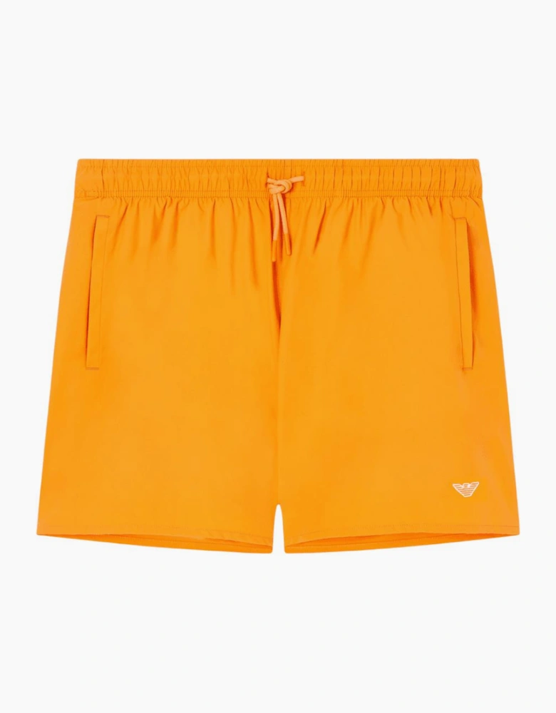 Nylon Embroidered Logo Orange Swim Shorts