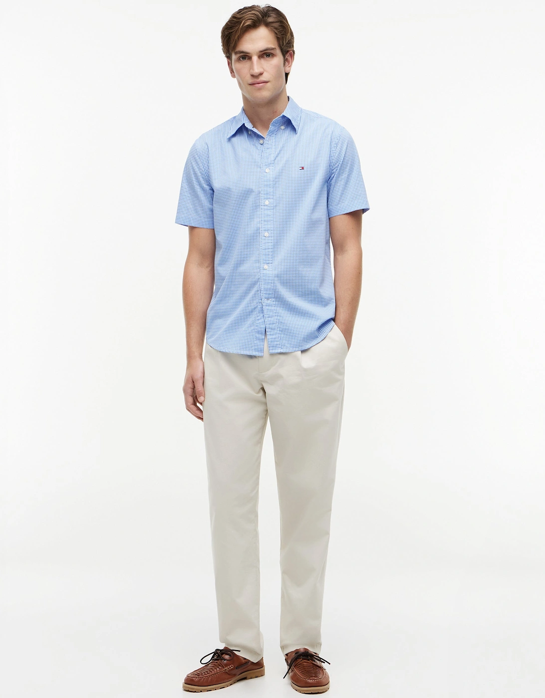 Tommy Hilfiger Flex Poplin Gingham Mens Shirt - Blue Spell/Check