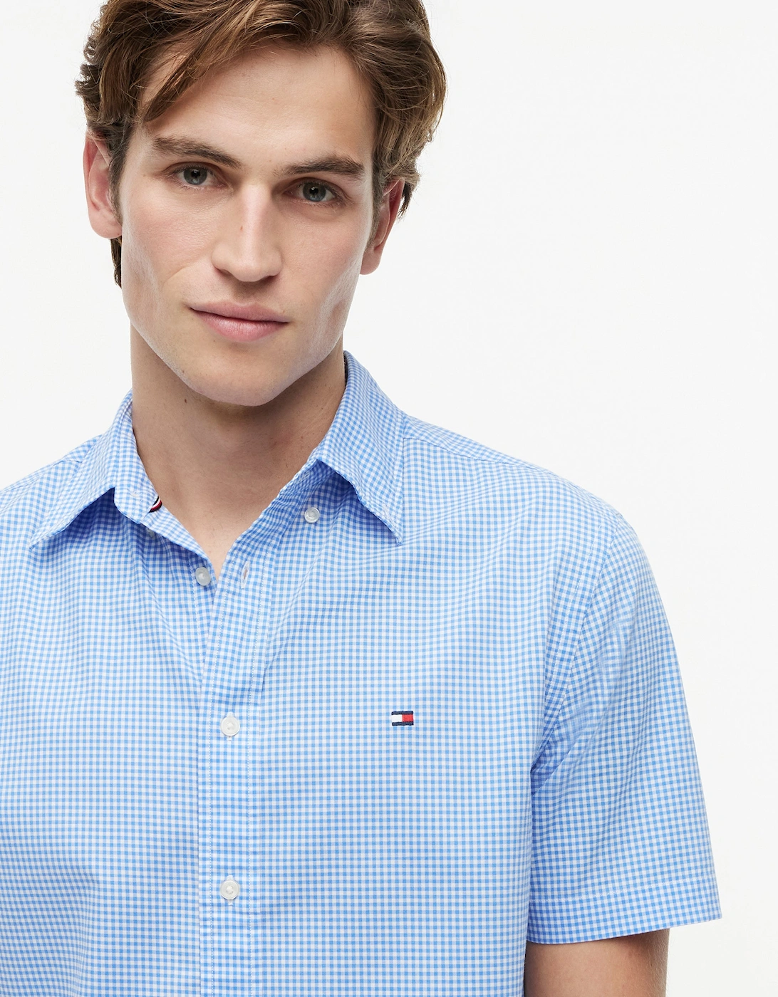 Tommy Hilfiger Flex Poplin Gingham Mens Shirt - Blue Spell/Check