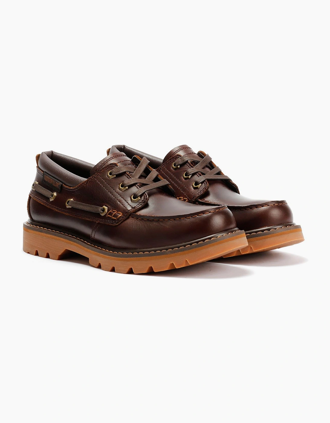 Caterpillar Colorado Boat Lo Leather Men's British Tan Lace-Up Shoes, 9 of 8