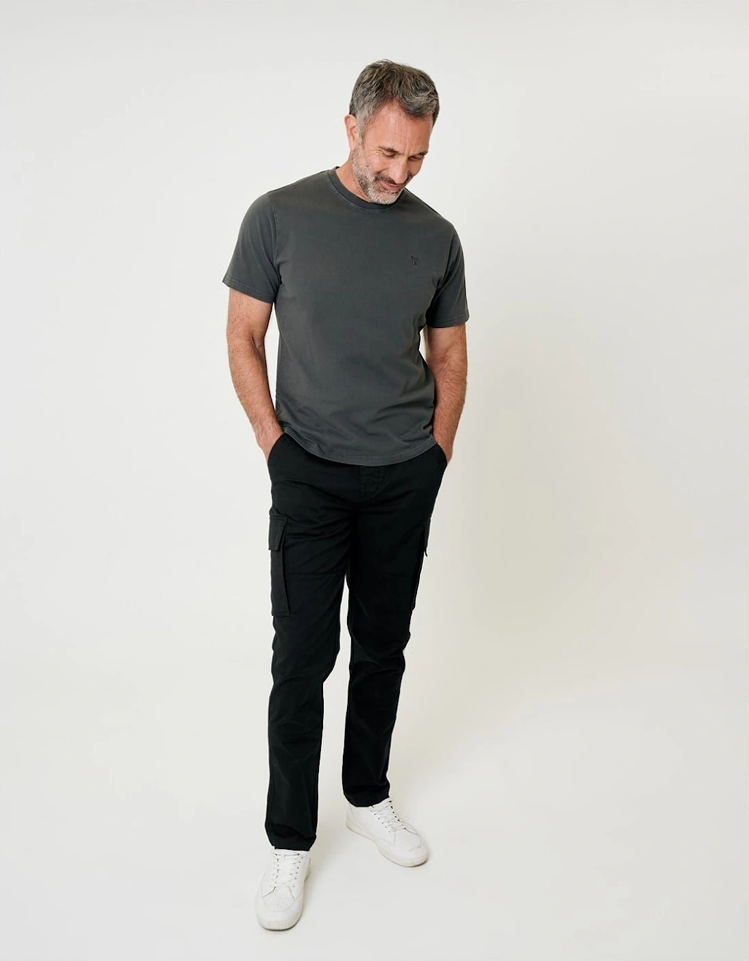 Solid Patterned Straight Cargo Pants