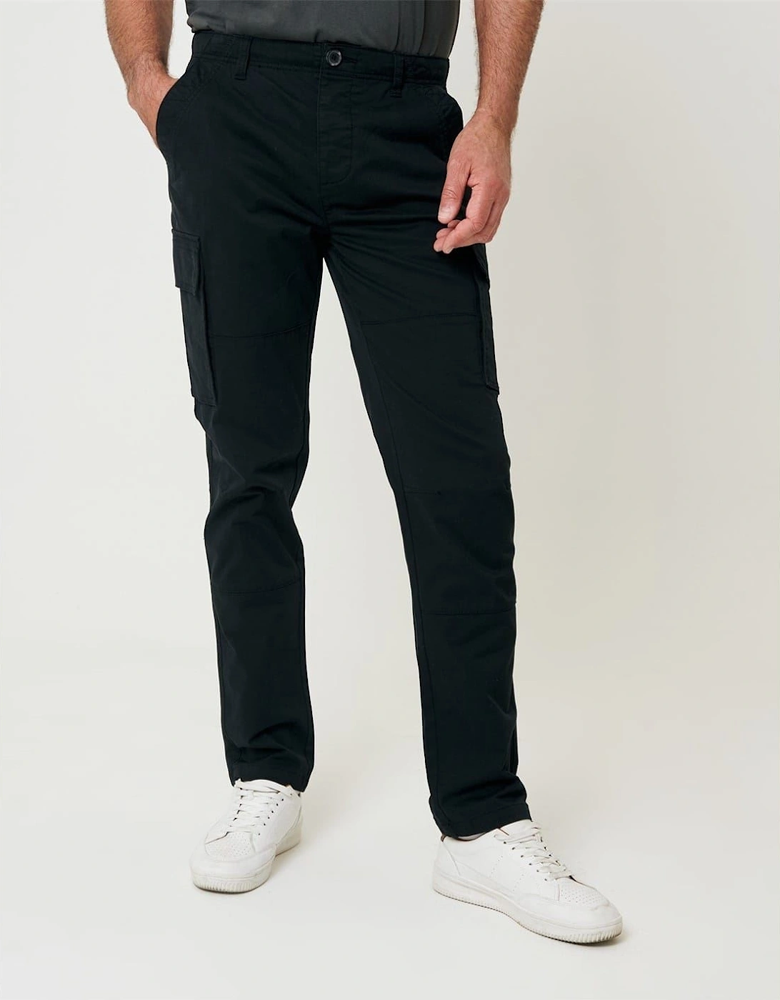 Solid Patterned Straight Cargo Pants