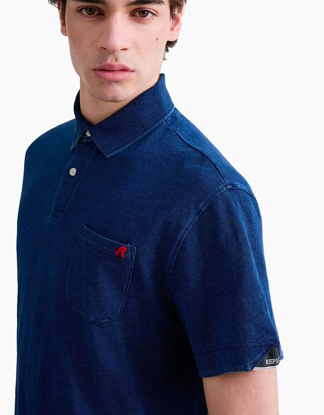 Replay Indigo denim blue premium polo shirt INDIGO