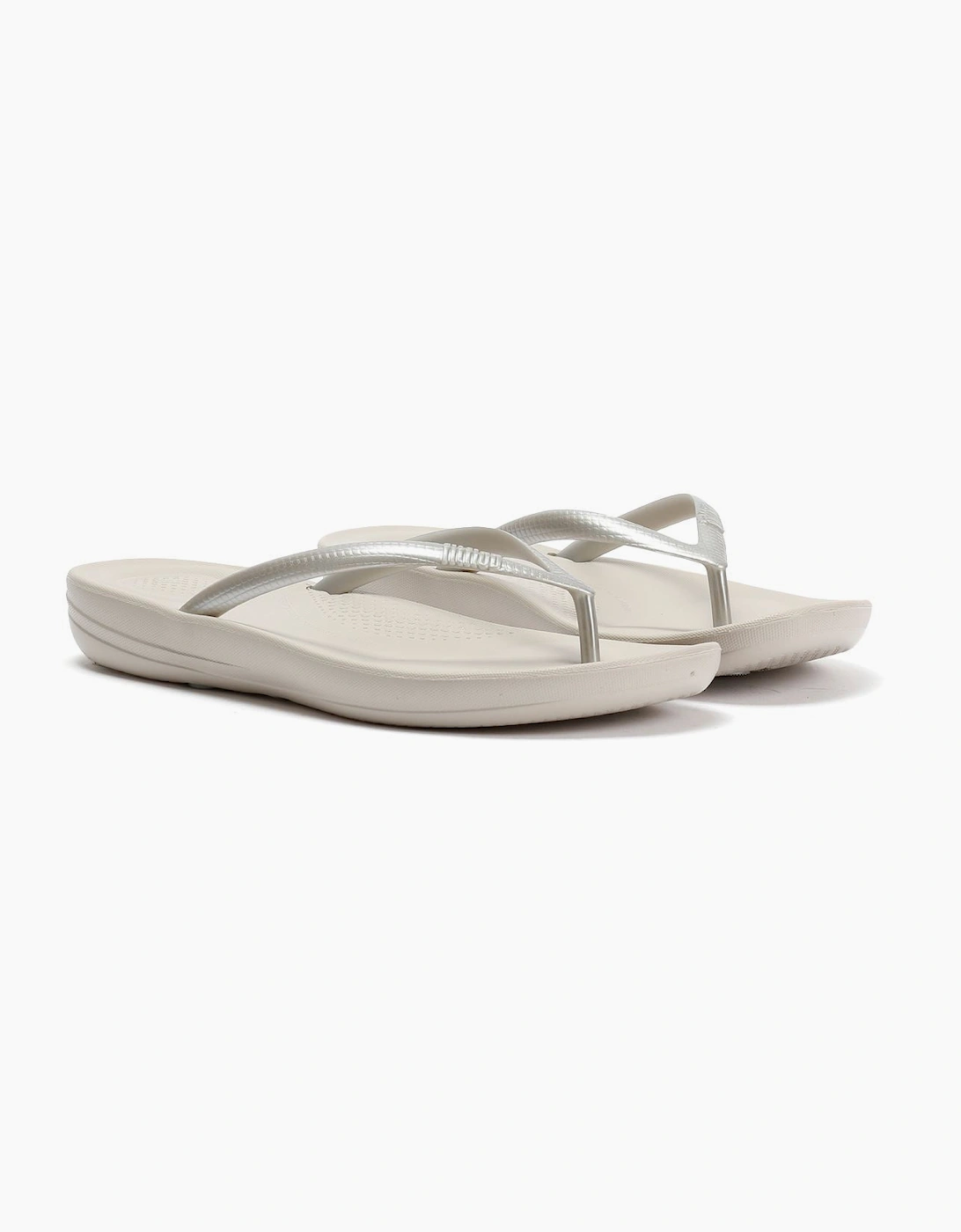 Fitflop Women's Silver Iqushion Ergonomic Flip Flops  4 Size 4
