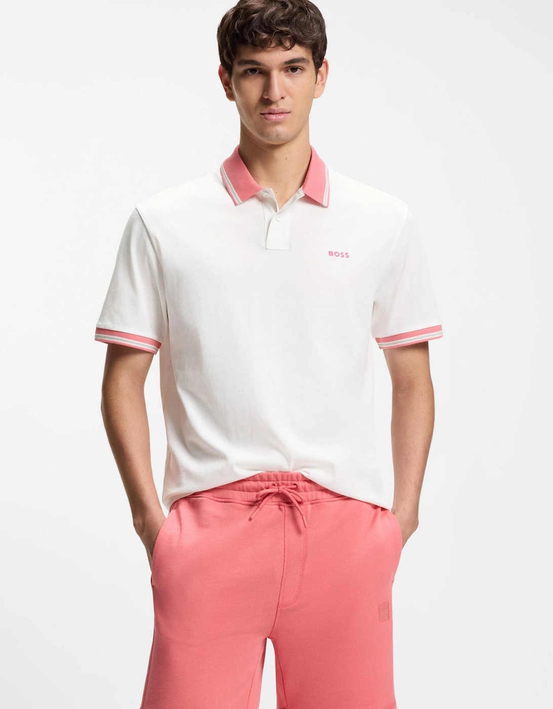 BOSS Orange Pe Blocks Polo Shirt 106 Natural