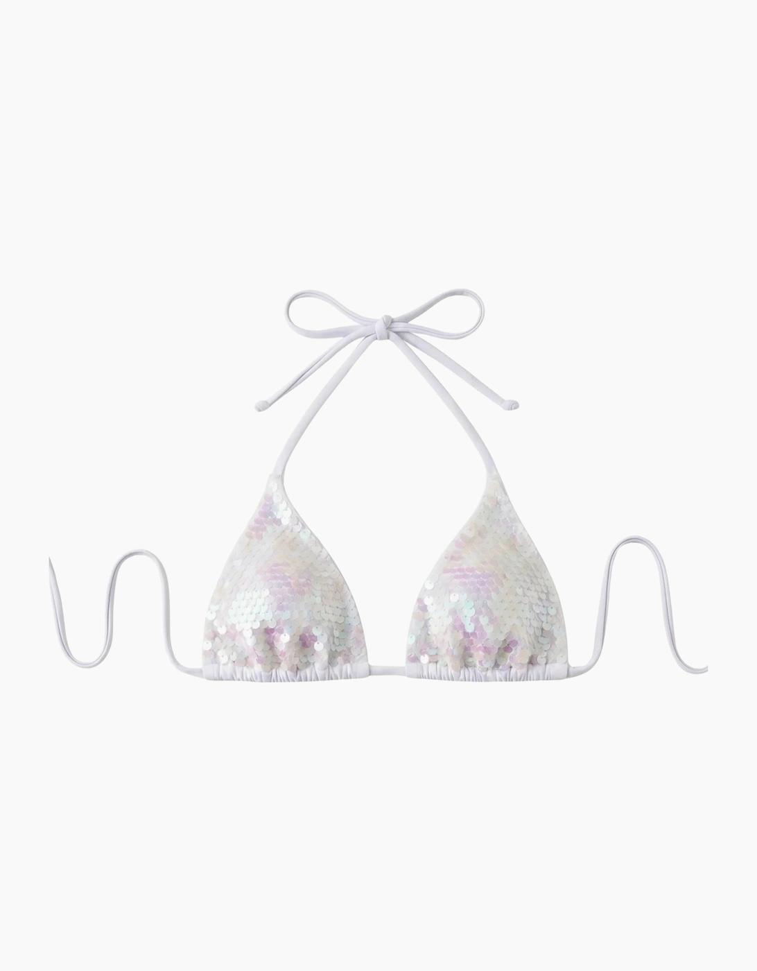 Sienna Sequin Embroidery Bikini Top - White