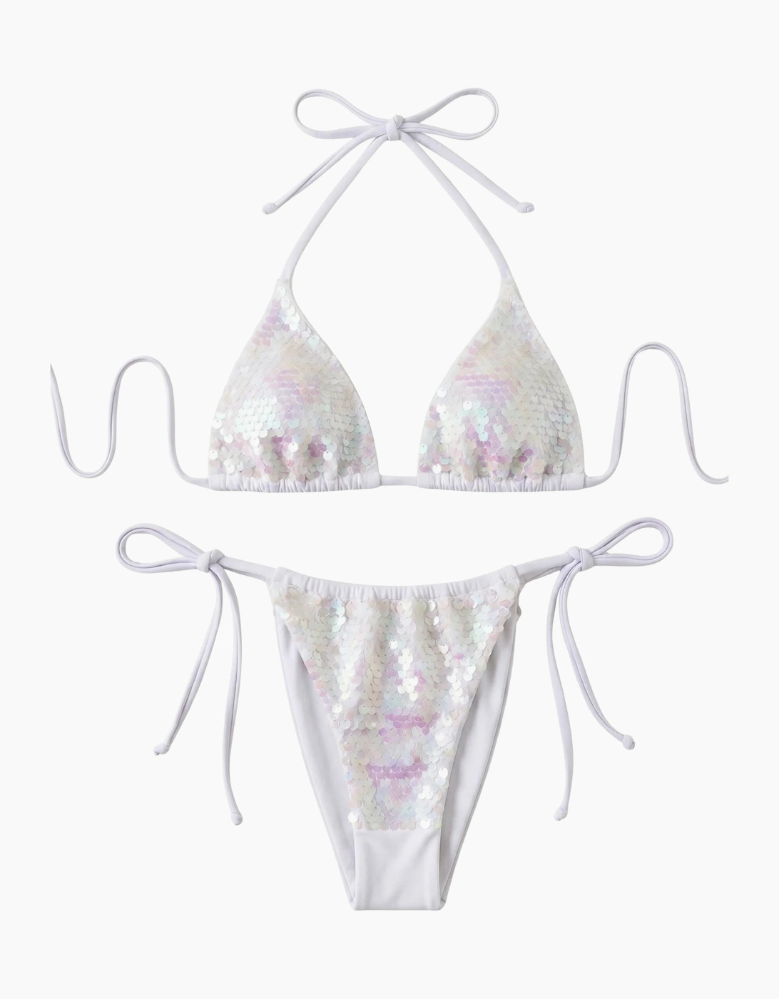 Sienna Sequin Embroidery Bikini Top - White