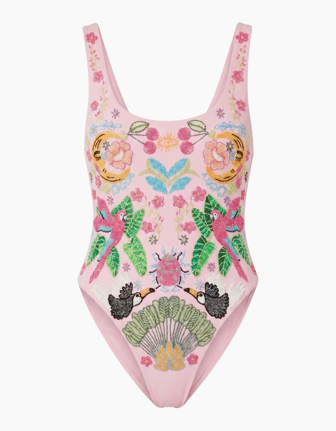 Rainforest Hand Beaded Swimsuit Pink