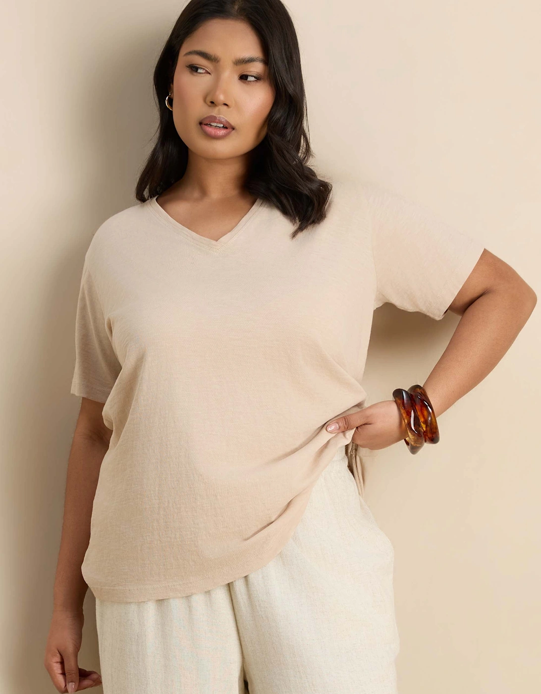 Petite Oatmeal Linen Blend Drawstring Trousers
