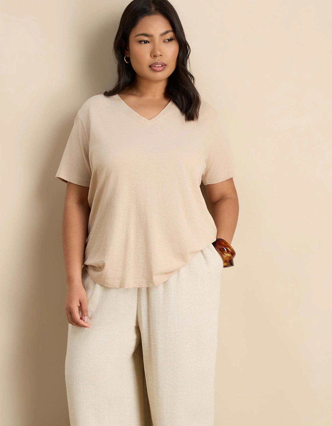 Petite Oatmeal Linen Blend Drawstring Trousers