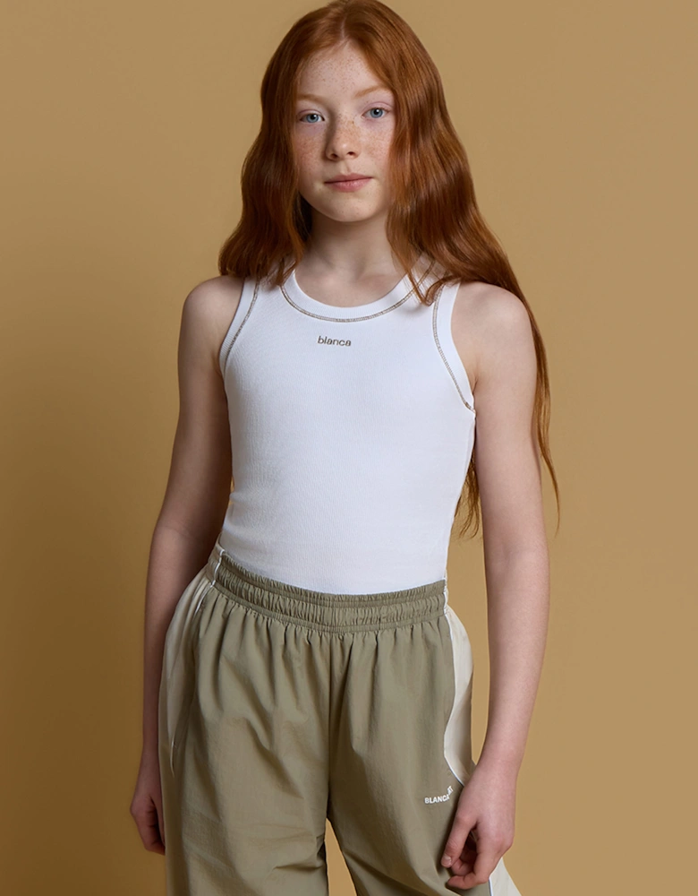 Blanca Sport Girls Ribbed Vest in White