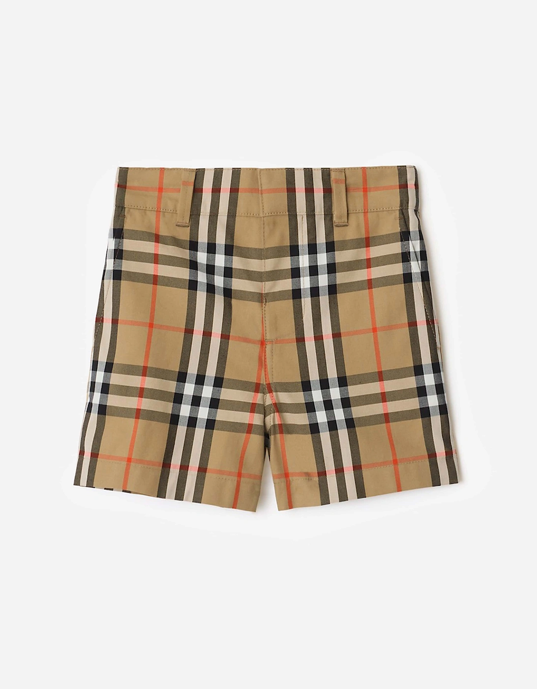Burberry Baby Boys Mini Oscar Check Cotton Shorts in Beige