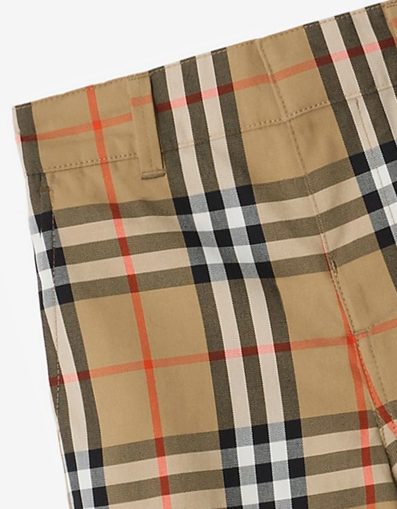 Burberry Baby Boys Mini Oscar Check Cotton Shorts in Beige