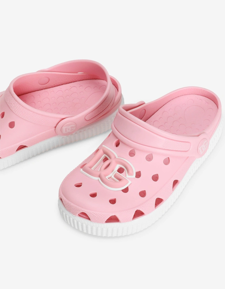 Dolce & Gabbana Girls Logo Clog Sandals in Pink