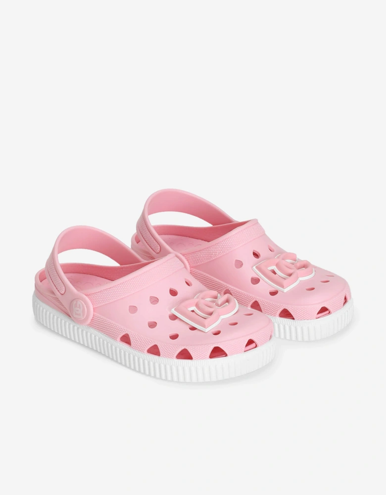 Dolce & Gabbana Girls Logo Clog Sandals in Pink