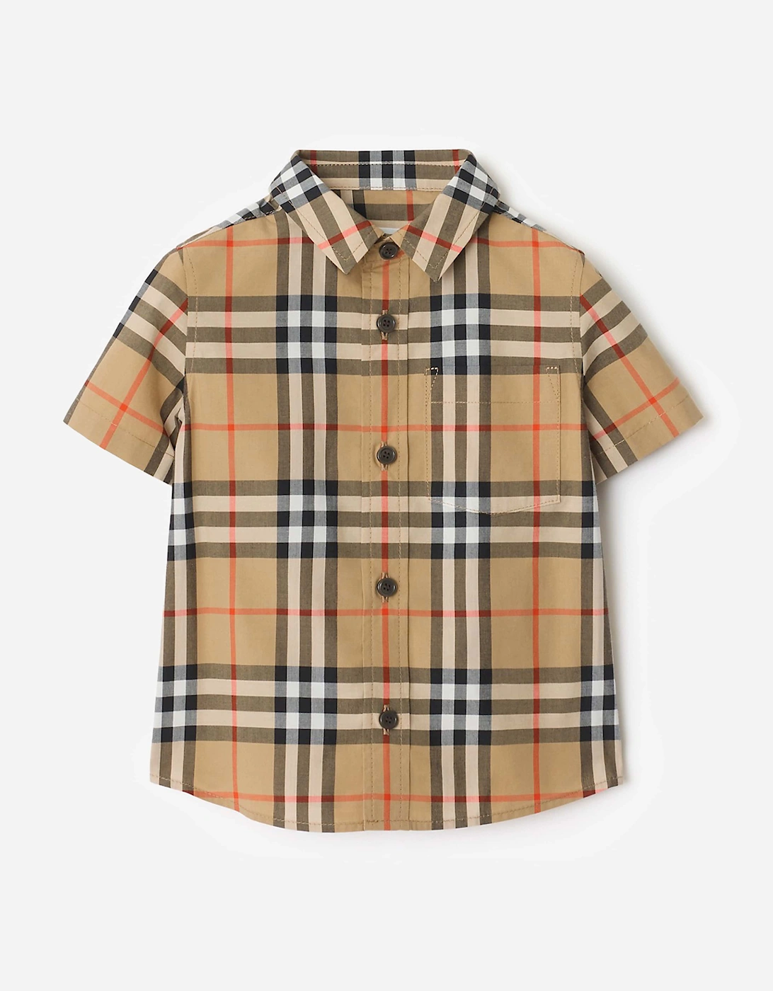 Burberry Baby Boys Mini Owen Short Sleeve Check Shirt in Beige, 5 of 4