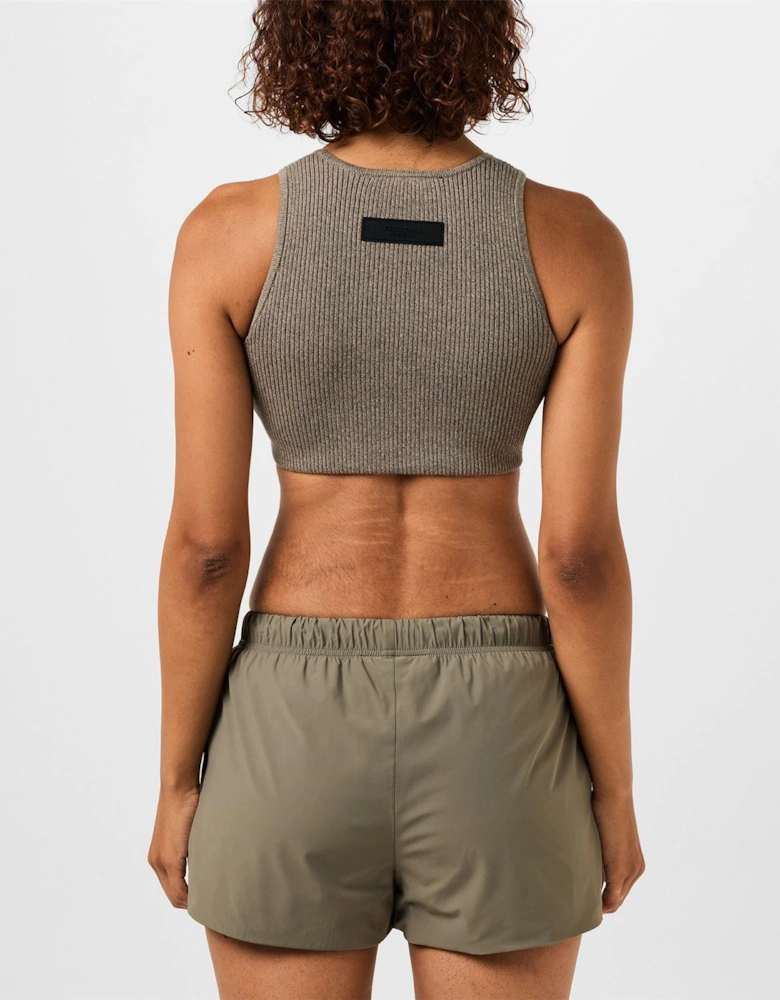 Logo Patch Ribbed Crop Top