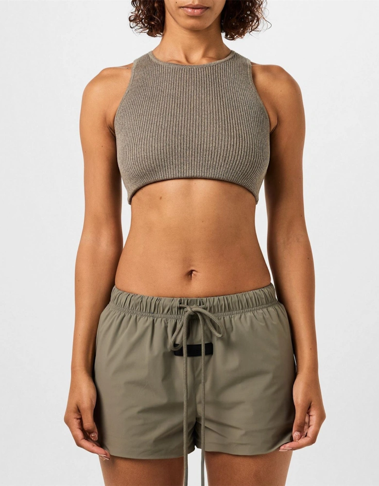 Logo Patch Ribbed Crop Top