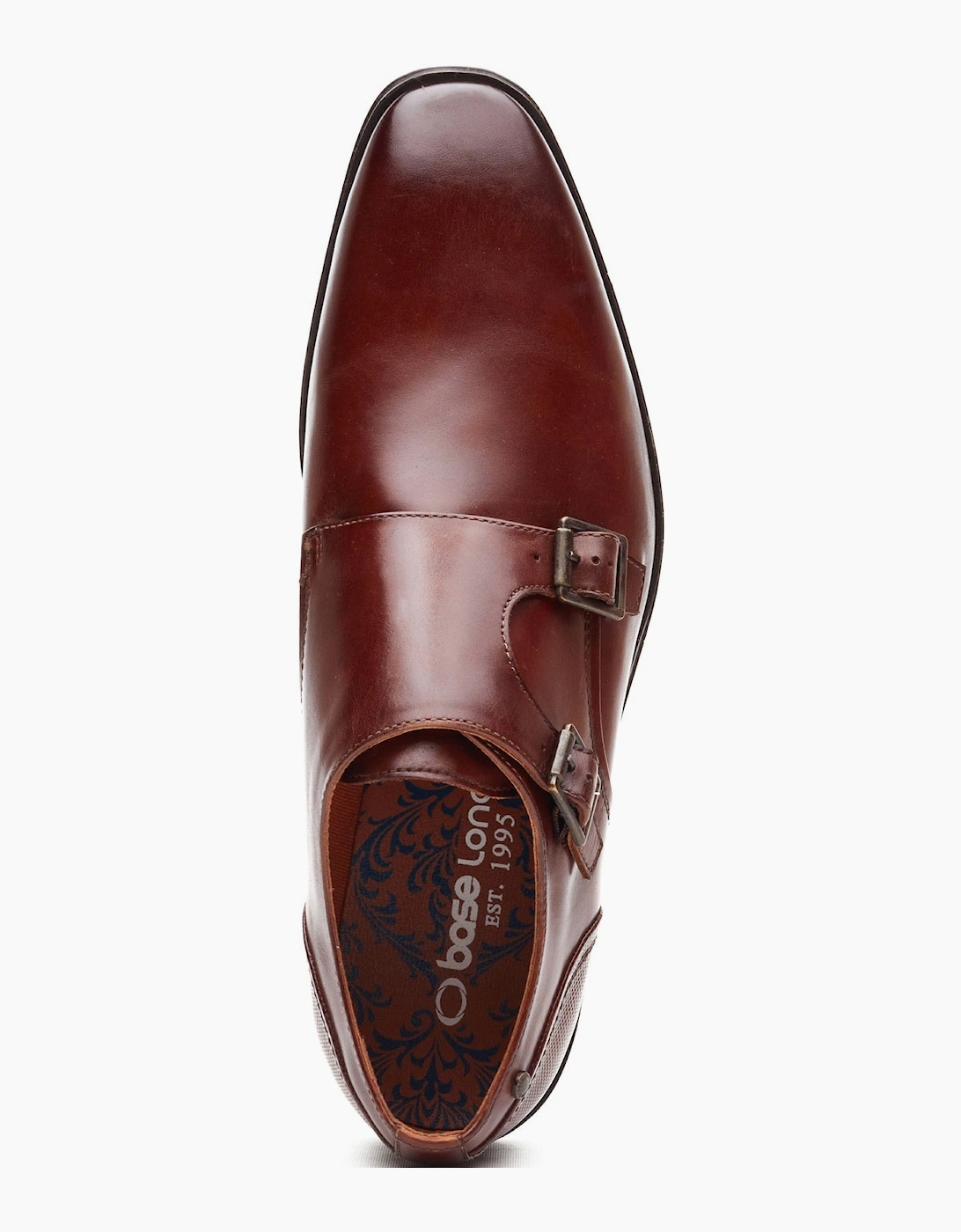 Base London CLERIC Mens Monk Shoes Dark Tan