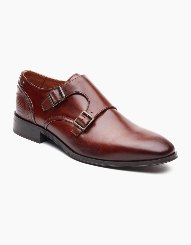 Base London CLERIC Mens Monk Shoes Dark Tan