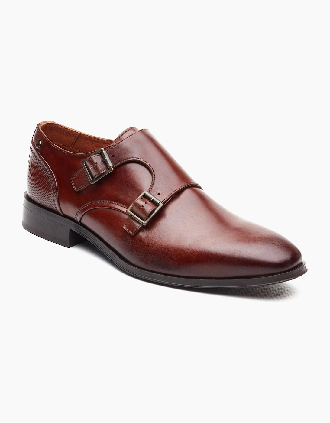 Base London CLERIC Mens Monk Shoes Dark Tan