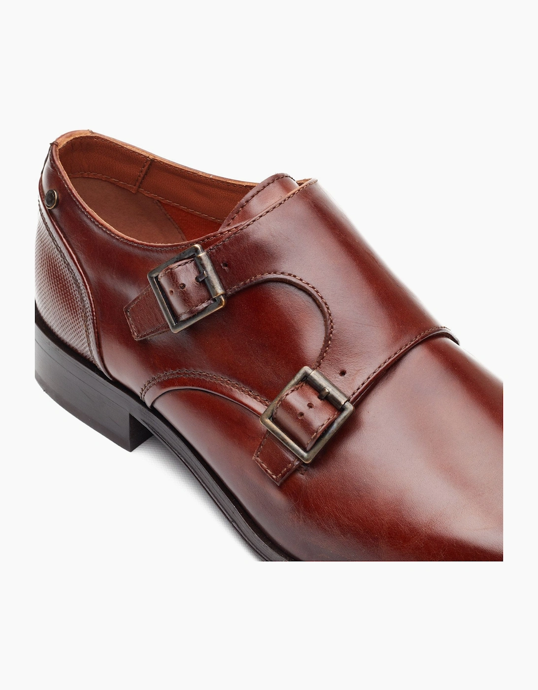 Base London CLERIC Mens Monk Shoes Dark Tan