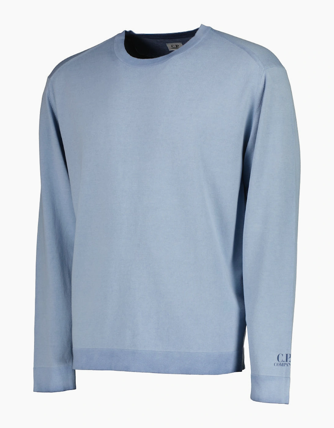 Cotton Crepe Crewneck Cuff Logo Knit